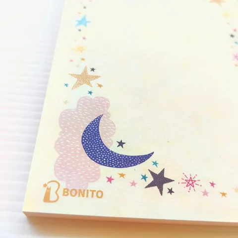 Bloc de Notas Adhesivas Estrella y Luna BONITO Coreano Material Decorativo Escribible Papel Nota de Papelería