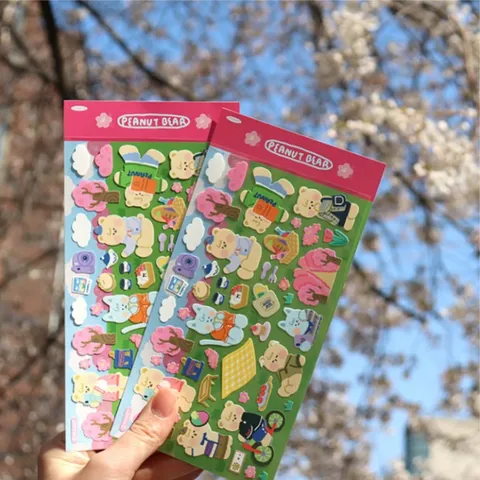 Lindo Oso de Dibujos Animados Pegatina Decorativa Removible Impermeable DIY Scrapbooking Planificador Suministros de Papelería