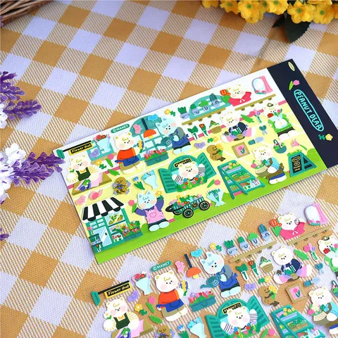 Lindo Oso de Dibujos Animados Pegatina Decorativa Removible Impermeable DIY Scrapbooking Planificador Suministros de Papelería