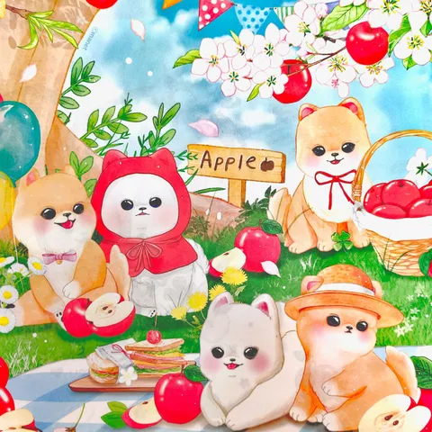 Double Sided Cute Dog Picnic Pattern Decorative Journal Background Scrapbook Paper Sheet For Craft