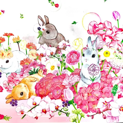 Decorative Journaling Paper Cute Rabbit Floral Watercolor Scrapbook Paper Double Sided DIY Stationery Paper Craft Supplies