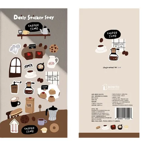 Autocollant Décoratif Dessin Animé Café Loisirs Papeterie DIY Scrapbooking Autocollant Journaling Esthétique