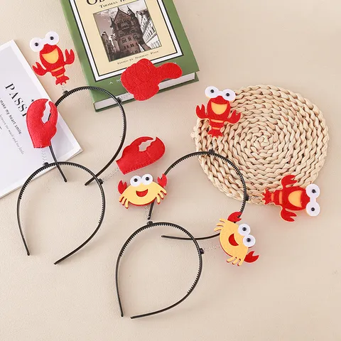 Serre-tête Mignon Homard Crabe Dessin Animé Bandeau Animal Fête Coiffe Accessoire de Costume de Festival pour Enfants Adultes