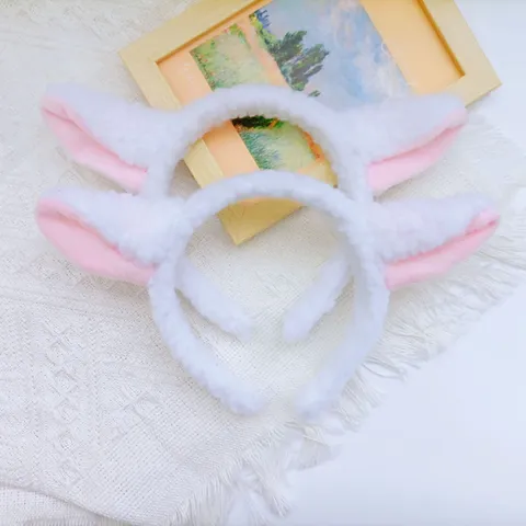 Mignon Serre-Tête Oreilles de Mouton en Velours d'Agneau Bandeau à Cheveux Animal Dessin Animé Coiffe Moelleuse Pour Fête Quotidien Femmes Filles Accessoire Cheveux