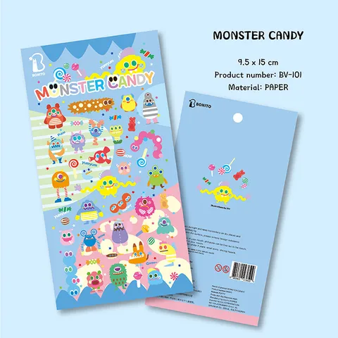 Korean Cute Monster Candy Decorative Stickers Foam And Paper Planner Diary DIY Scrapbooking Stationery Stickers