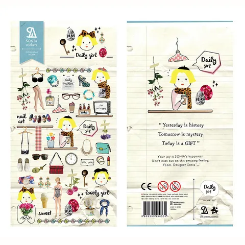 Korean Retro Girly Cute PVC Waterproof Phone Decorative Stationery Journal Sticker Daily Girl Style Planner Accessories