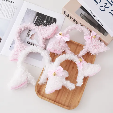 Mignon Style Showa Mouton Peluche Noeud Papillon Cloche Bandeau Doux Oreille Animaux Cerceau Cheveux Mode Cadeau