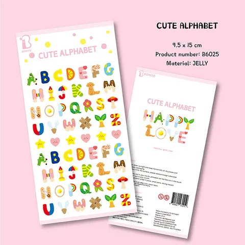 Leuke 3D Epoxyhars Alphabet Letter Stickers DIY Scrapbooking Telefoon Tablet Decoratieve Stickers Creatieve Cartoon Sticker