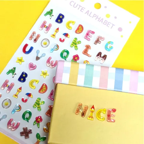 Leuke 3D Epoxyhars Alphabet Letter Stickers DIY Scrapbooking Telefoon Tablet Decoratieve Stickers Creatieve Cartoon Sticker