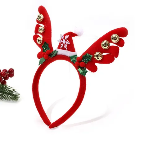 Serre-tête Bois de Cerf de Noël Bonnet de Père Noël Flocon de Neige Cloche Accessoire Cheveux Peluche PC Fête