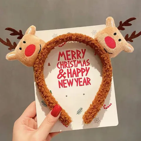 Noël Serre-tête Bois de Renne Mignon Père Noël Bonhomme de Neige Accessoires de Cheveux de Fête Cadeau de Vacances pour Enfants