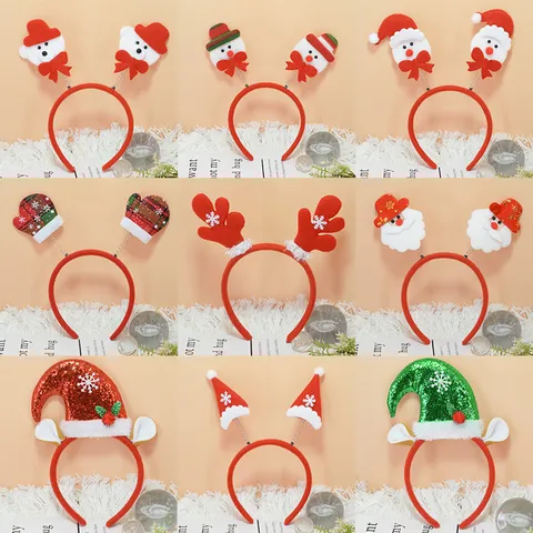 Serre-Tête Bois de Cerf de Noël Mignon Père Noël Bonhomme de Neige Accessoires de Cheveux de Fête Festive Pour Enfants Adultes