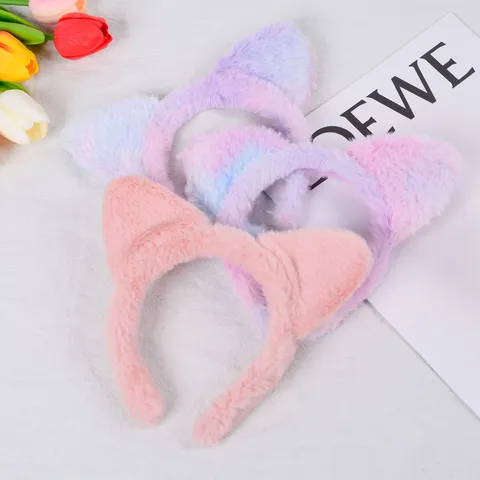 Mignon Oreilles de Chat Bandeau en Peluche Femmes Filles Cercle à Cheveux Duveteux Accessoires de Cheveux d'Animal pour Fête Halloween Cosplay