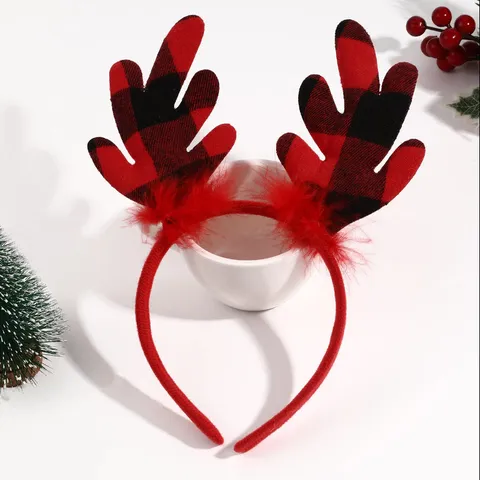 Serre-tête de Noël LED Bois de Cerf Plume Anneau de Cheveux Fête Performance Costume Accessoires de Cheveux Décoratifs