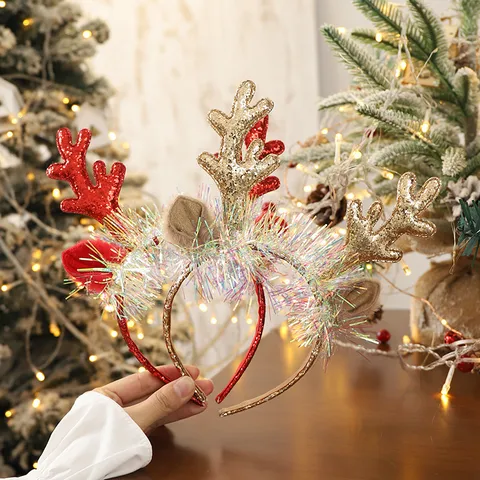 Serre-tête de Renne de Noël Paillettes Cloche Cercle de Cheveux Accessoires de Cheveux de Fête de Fête pour Femmes Décoration de Vacances
