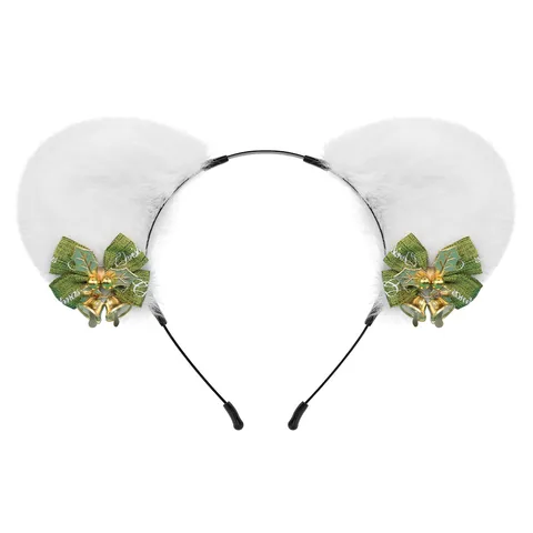 Noël Mignon Peluche Nœud Cercle à Cheveux Lolita Simulation Oreille d'Animal Bandeau Accessoires de Cheveux de Fête