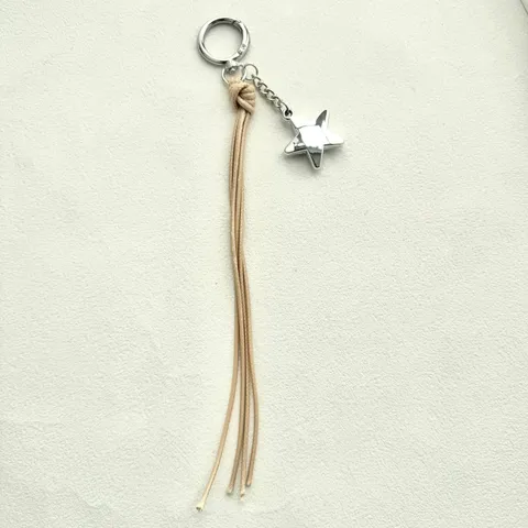 Pendentif Étoile en Corde de Cuir Tressé Minimaliste Porte-clés de Voiture Accessoire de Sac Lanière de Téléphone