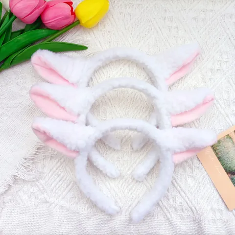Mignon Serre-Tête Oreilles de Mouton en Velours d'Agneau Bandeau à Cheveux Animal Dessin Animé Coiffe Moelleuse Pour Fête Quotidien Femmes Filles Accessoire Cheveux