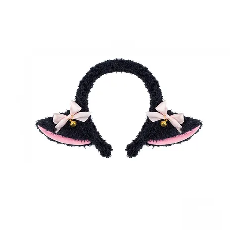 Joli Bandeau en Peluche avec Oreilles d'Agneau Cerceau à Cheveux Animal Doux avec Nœud et Cloche pour Enfants Accessoires de Photographie