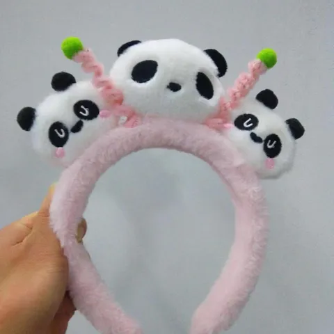 Schattige Roze Pluche Panda Haarband Cartoon Dier Haarhoop Zachte Oor Haar Accessoires Voor Kinderen Meisjes Dagelijkse Kleding