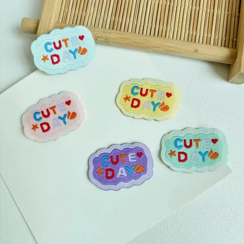 Mini Woven Cloth Labels Cute Day Letter Embroidered Patches DIY Handmade Sewing Garment Accessories Applique