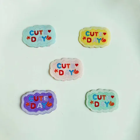 Mini Woven Cloth Labels Cute Day Letter Embroidered Patches DIY Handmade Sewing Garment Accessories Applique