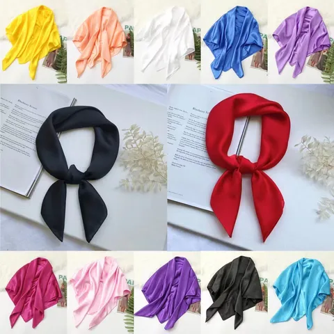 Women's Square Scarf Fashion Solid Color Satin Silk Neck Scarf Elegant Head Scarf For Daily Commuting