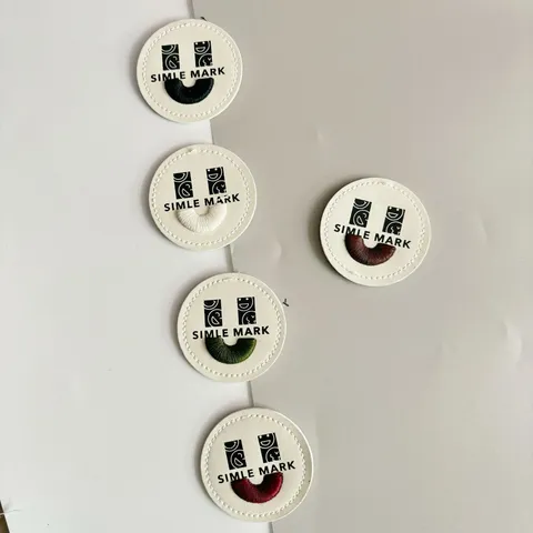 Round PU Leather Embroidered Patch Smile Face Clothing Badge Decorative Applique For Clothes Bags Pants Hats