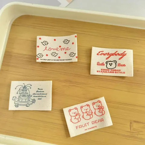 Pure Cotton Woven Labels Handmade DIY Craft Clothes Garment Decorative Tags Korean Style Cute Design Patches Accessories