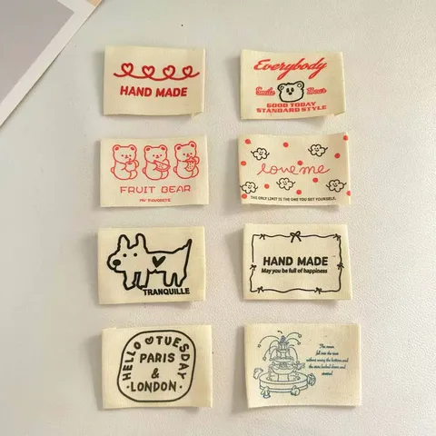Pure Cotton Woven Labels Handmade DIY Craft Clothes Garment Decorative Tags Korean Style Cute Design Patches Accessories