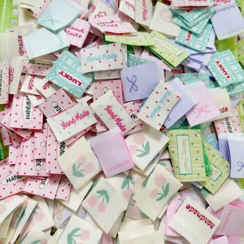 Korean Style Cute Bow Polka Dot Woven Labels DIY Handmade Garment Accessories For Clothing Bag Tags