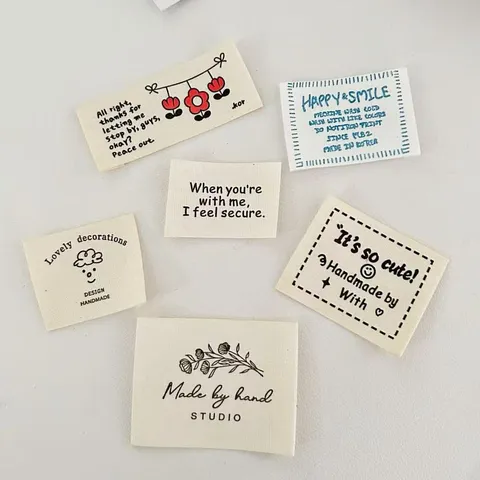 Cotton Garment Labels DIY Handmade Clothing Tags Woven Sewing Labels Cute Printed Fabric Tags For Sewing Craft