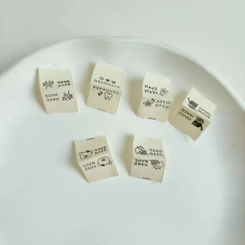Handmade Pure Cotton Cloth Labels DIY Clothing Accessories Cute Animal Print Wash Labels Garment Sewing Patches
