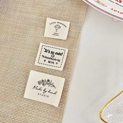Cotton Garment Labels DIY Handmade Clothing Tags Woven Sewing Labels Cute Printed Fabric Tags For Sewing Craft