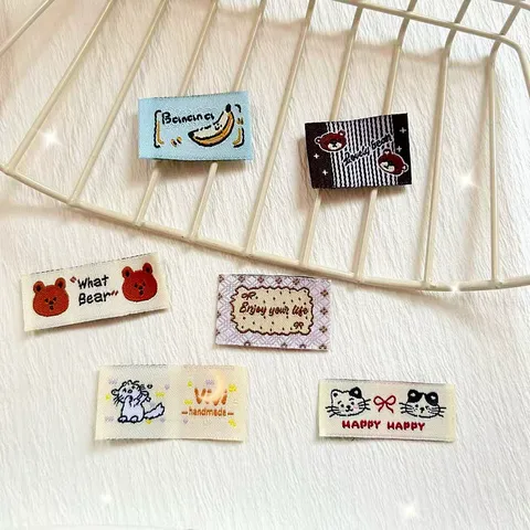 Korean Style Cartoon Woven Label Clothing Accessories Cute Animal Pattern Embroidered Patch For DIY Sewing Garment Decoration