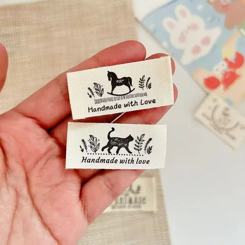 Cotton Fabric Labels Handmade Sewing Cloth Labels Folded Decorative Tags For DIY Garment Bag Hat Craft Accessories