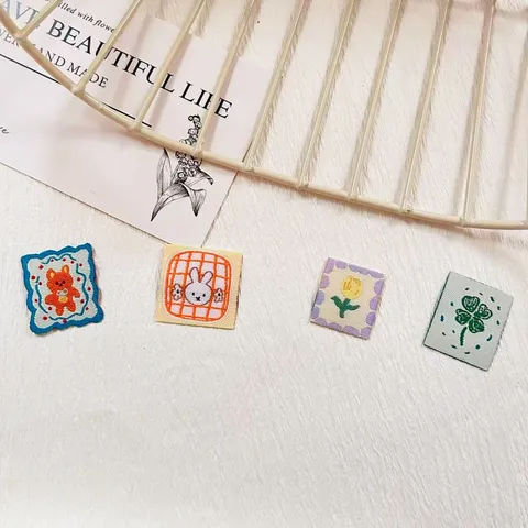 Cartoon Woven Cloth Patches DIY Sewing Applique Cute Animal Plant Badge For Clothing Bags Handcraft Decor