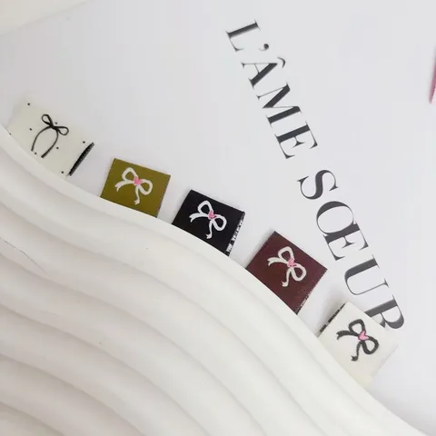 Ins Style Woven Label DIY Clothing Decorative Tags Embroidered Cloth Patches Bow Letter Washable Folded Tags For Socks Garment Craft