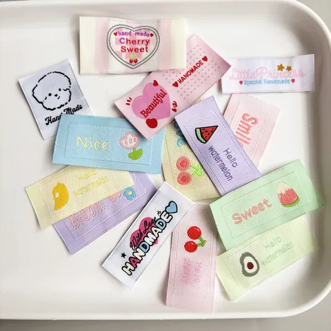 DIY Woven Fabric Label Cute Cartoon Embroidery Clothing Accessories Decorative Patches For Kids Garment Sewing Craft