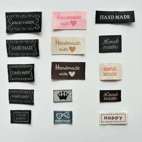 DIY Handmade Woven Labels Fabric Tags With Letters Sewing Accessories For Garments Clothing Hats Bags Craft Decor