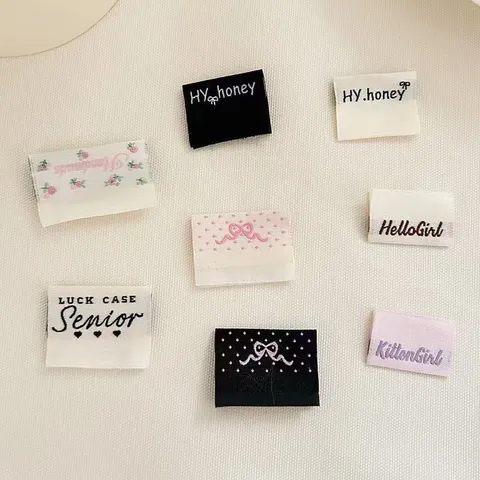 Cute Bowknot Woven Labels Minimalist Garment Tags For DIY Sewing Clothes Hair Accessories Brand Label Decor