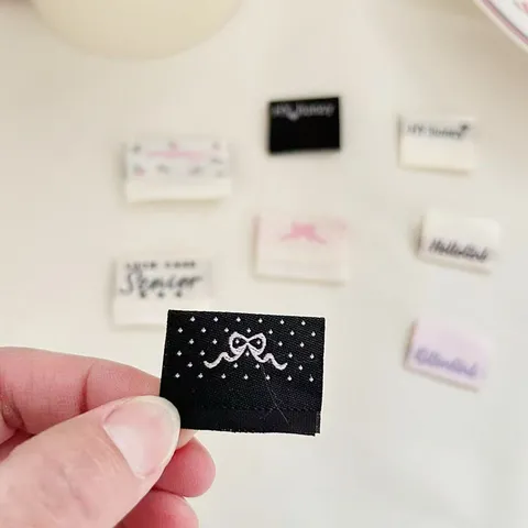 Cute Bowknot Woven Labels Minimalist Garment Tags For DIY Sewing Clothes Hair Accessories Brand Label Decor