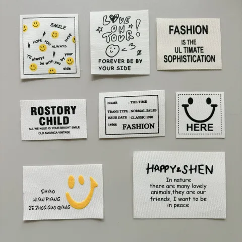 Fashion Trendy English Letter Smiley Face Woven Label Clothing Decorative Patch DIY Garment Accessories