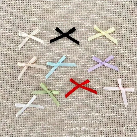Mini Ribbon Bows Decorative Accessories Handmade DIY Hair Accessories Polyester Cotton Bows For Craft Sewing