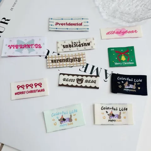 Korean Style Woven Label Cloth Patch Cute Dog Heart Bow Embroidery DIY Garment Hat Hair Accessory Decorative Applique
