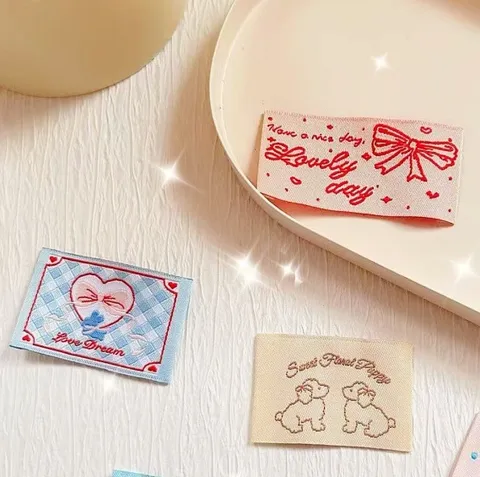 Korean Style Woven Cloth Labels Cute Cartoon Floral Animal Bow Embroidery Patches DIY Garment Bag Scarf Decoration Accessories
