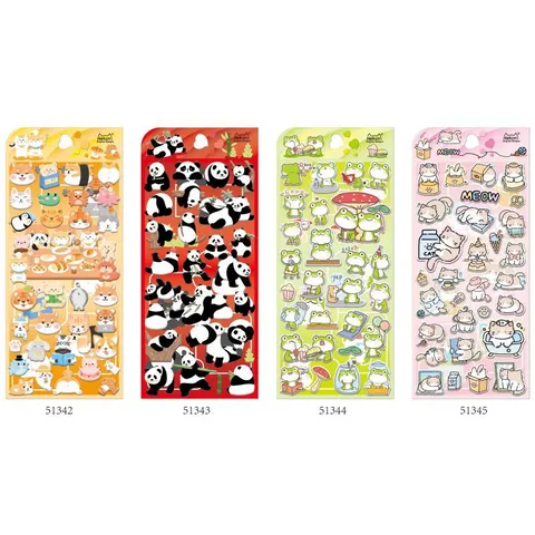 NEKONI Lindos Animales Dibujos Animados Pegatinas Espuma 3D Panda Rana Gato Mundo Océano Pegatinas Decorativas Para Teléfono Taza Diario