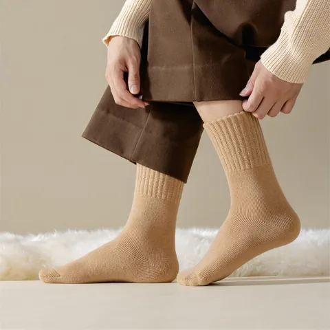 Herren Dicke Thermische Fleecegefütterte Wadensocken Winter Warme Acryl Fälschung Wolle Kaltes Wetter Lange Stiefelsocken