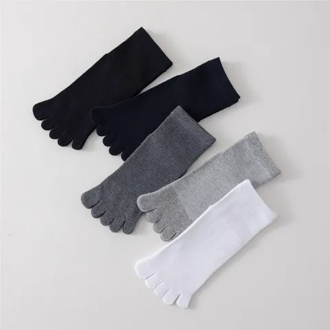 Calcetines de Cinco Dedos para Hombres Deportivo Correr Malla Transpirable Algodón Calcetines Medios Para Deporte Diario