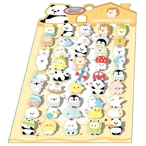 DIY 3D Cartoon Animal Carácter Decorativo Pie Pegatinas Lindo Creativo Papel Artesanía Papelería Para Diario Scrapbooking